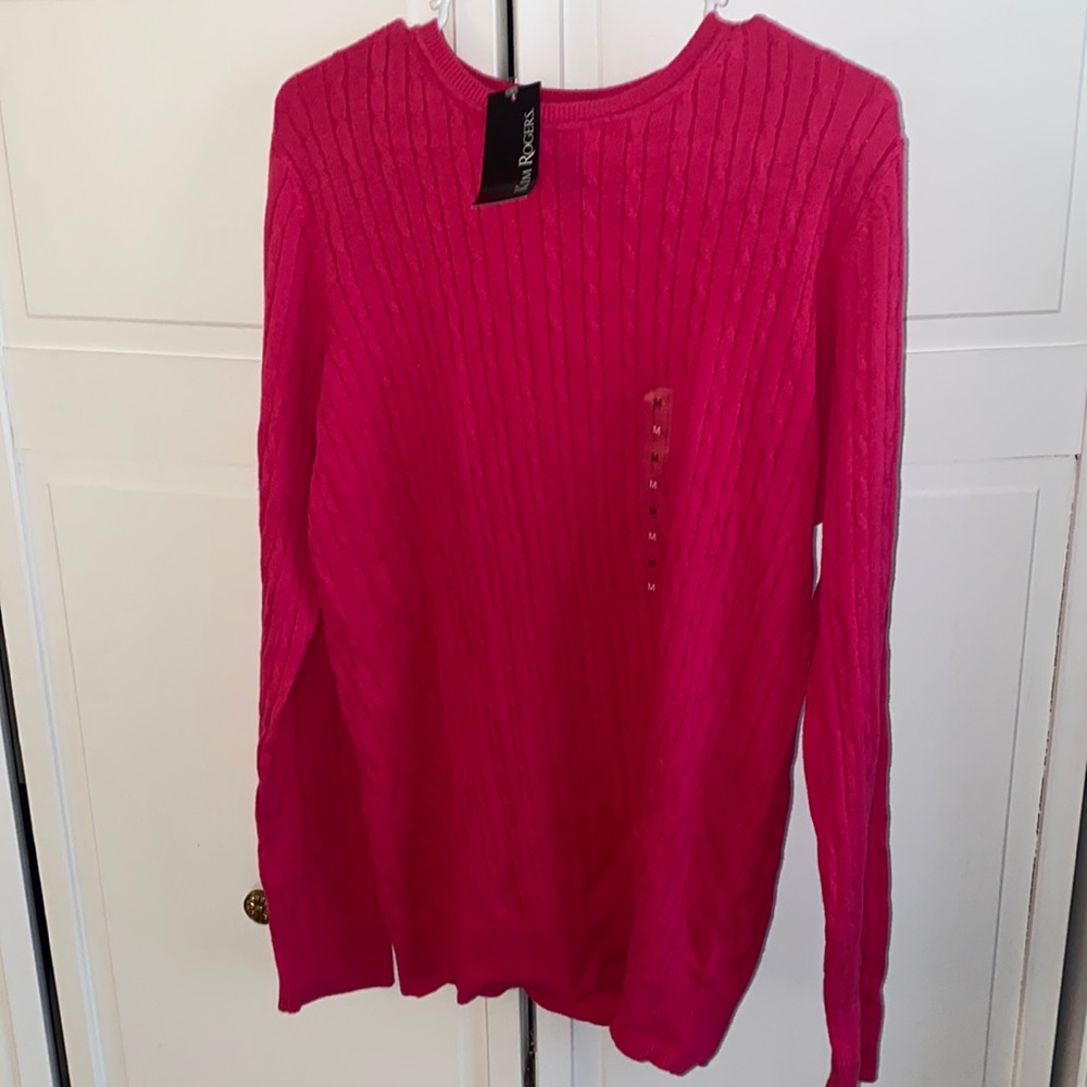 Kim Rogers NWT bright pink crew neck sweater